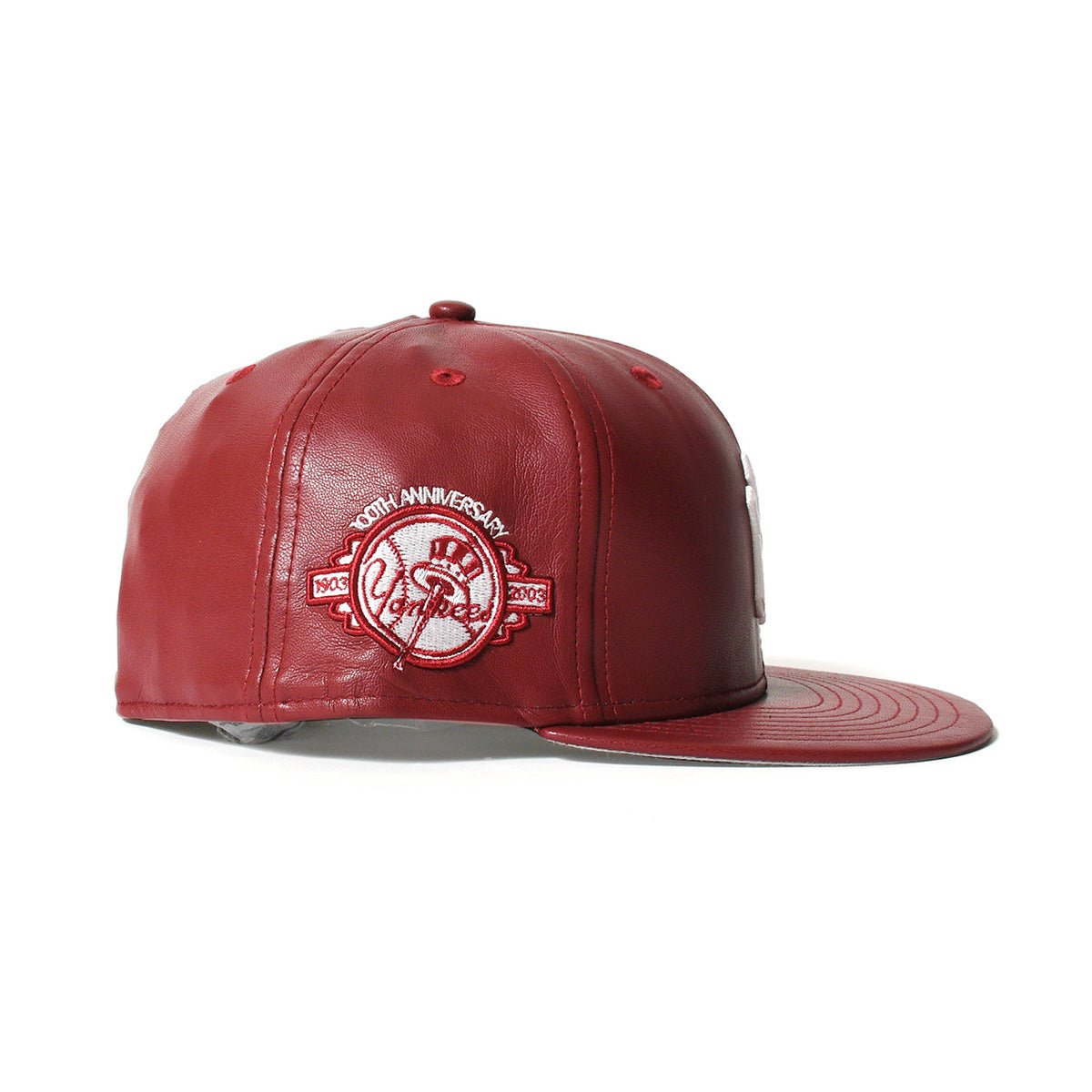 NEW ERA 紐約洋基隊 - 59FIFTY 100TH ANV PU 皮革酒紅色