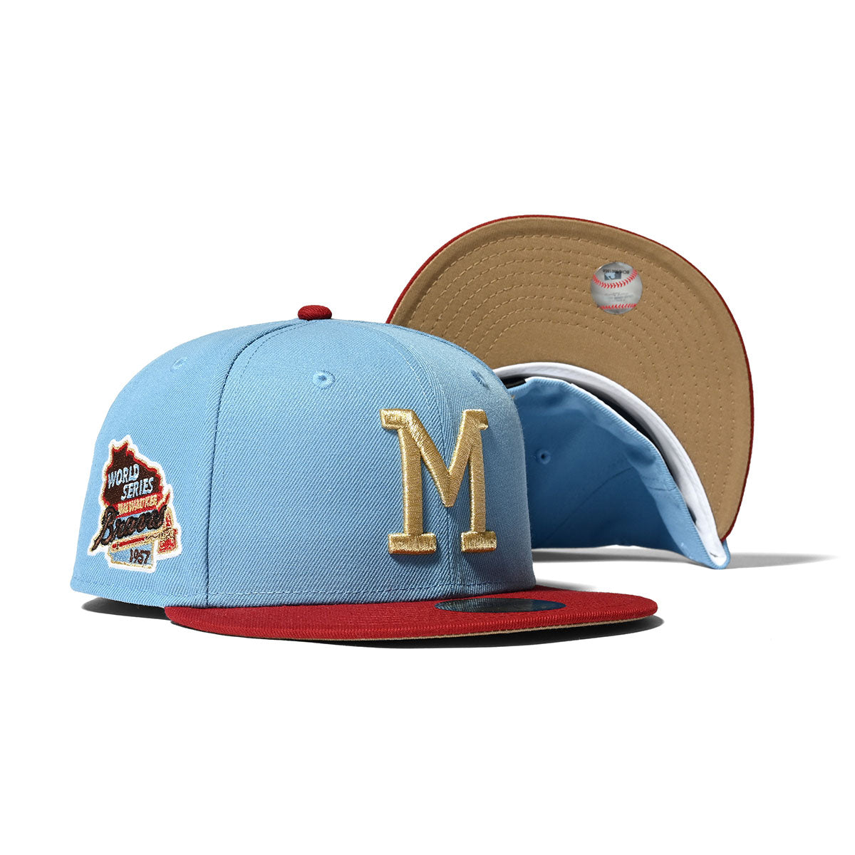 NEW ERA Milwaukee Braves - WS 1957 59FIFTY SKY BLUE/HRED【70760416】