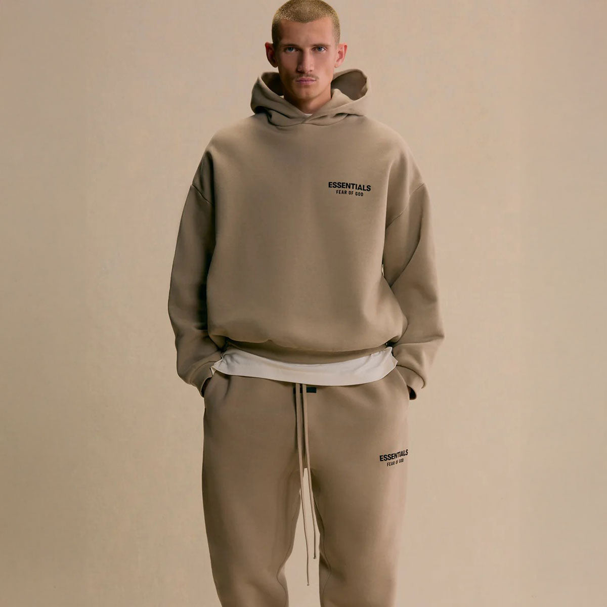 Fear of God ESSENTIALS - FLEECE HOODIE DESERT SAND 【192HO246257F】