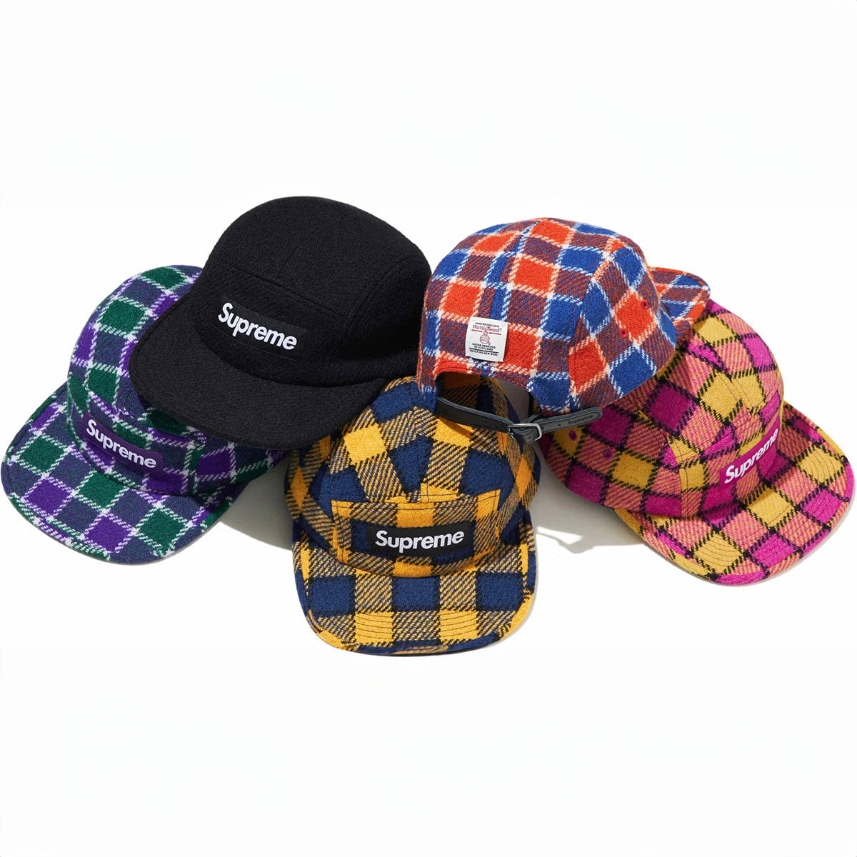 Supreme - Harris Tweed Camp Cap Yellow Plaid