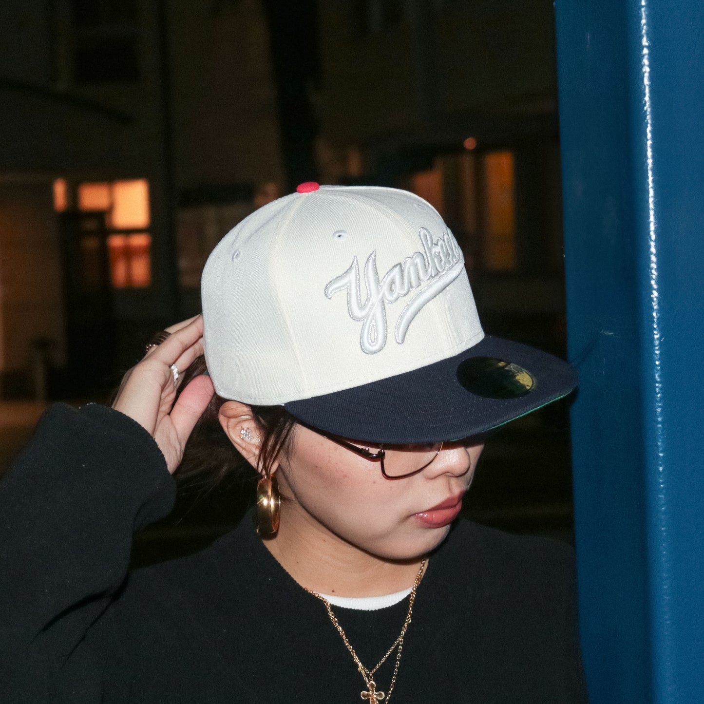 NEW ERA NEW YORK YANKEES - 59FIFTY CO SCRIPT LOGO CREAM/NAVY