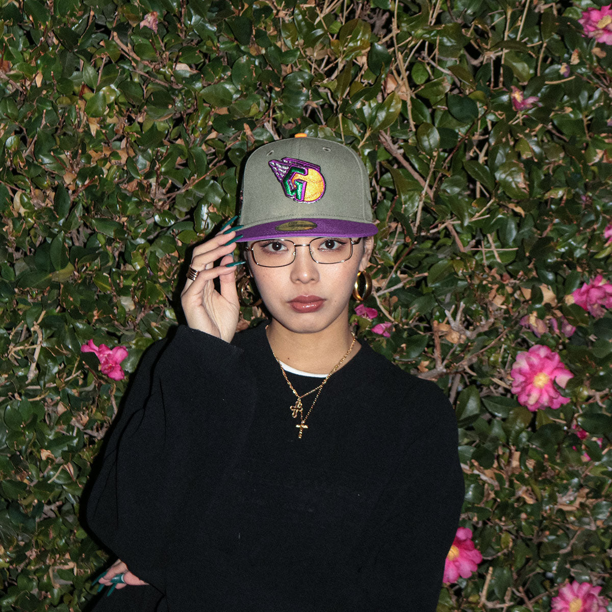 NEW ERA CLEVELAND GUARDIANS - 59FIFTY CO PROGRESSIVE FIELD OLIVE/PURPLE