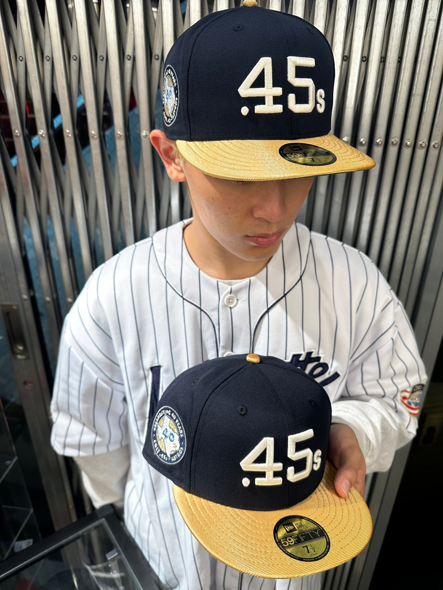 NEW ERA Houston Colt 45 -40TH 59FIFTY NAVY/METALLIC GOLD/GREEN【70813229】