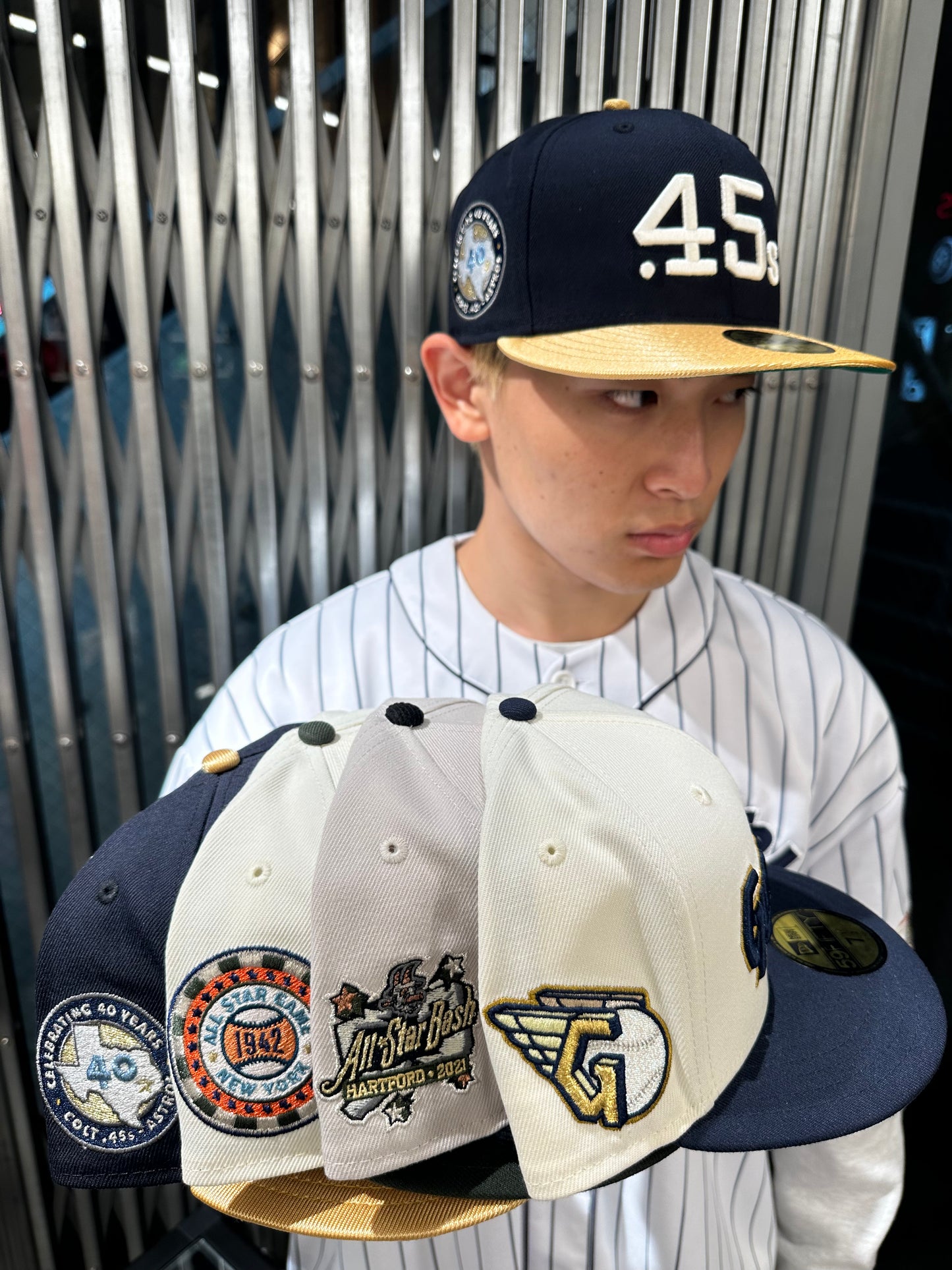 NEW ERA Houston Colt 45 -40TH 59FIFTY NAVY/METALLIC GOLD/GREEN【70813229】