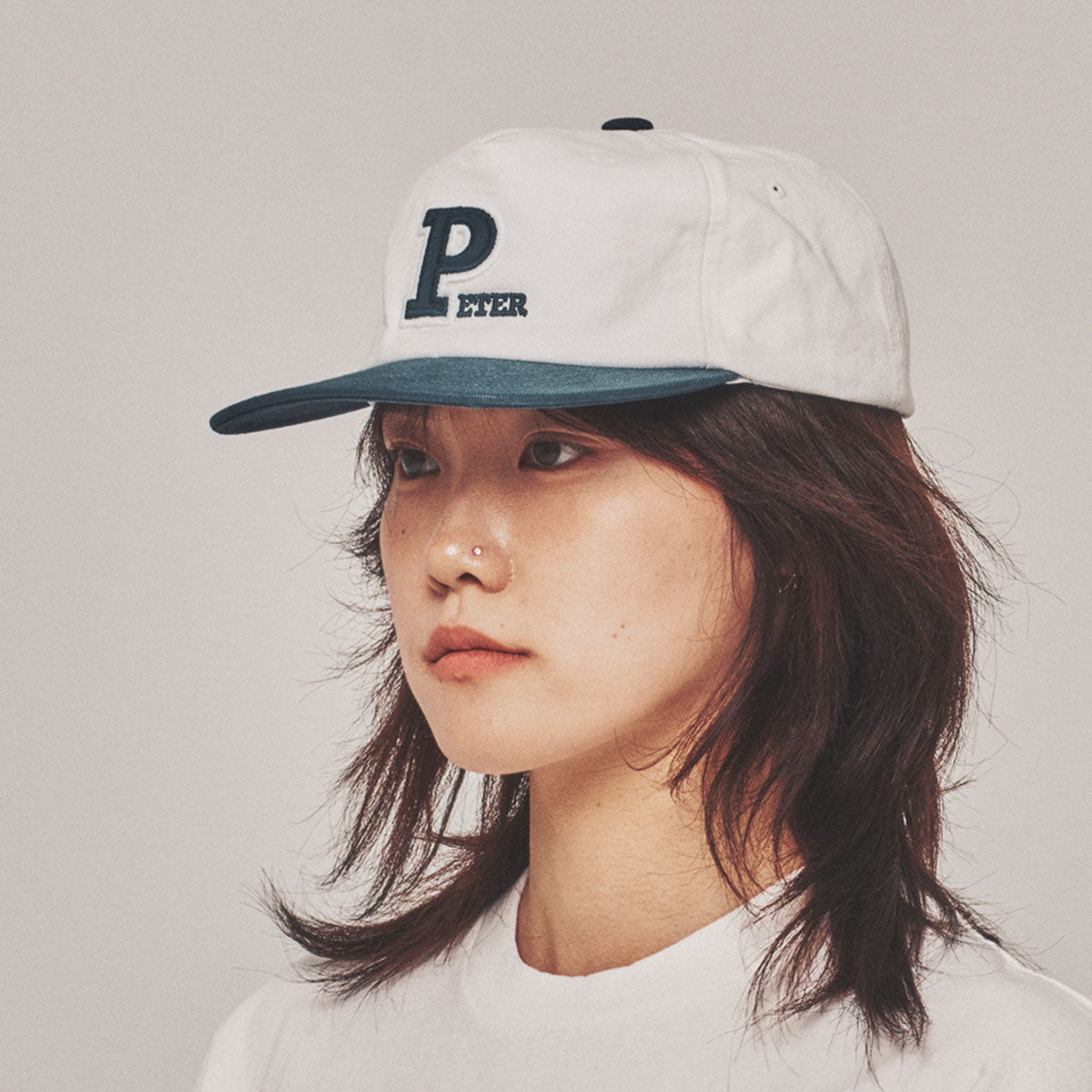 MY NAME IS PETER - 5-PANEL PETER APPLIQUE CAP WHITE/NAVY