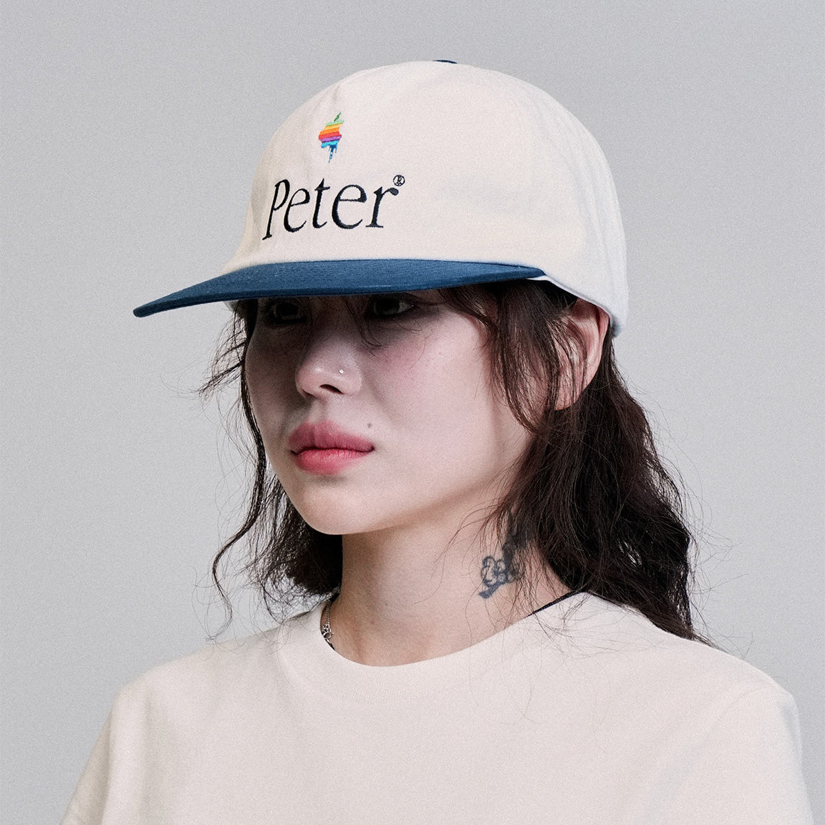 MY NAME IS PETER - 5-PANEL PAPPLE CAP WHITE & NAVY