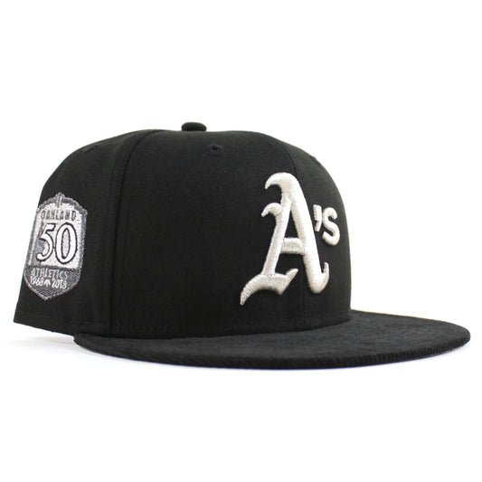 NEW ERA 奧克蘭運動家 - 50 週年紀念 59FIFTY 黑色燈芯絨