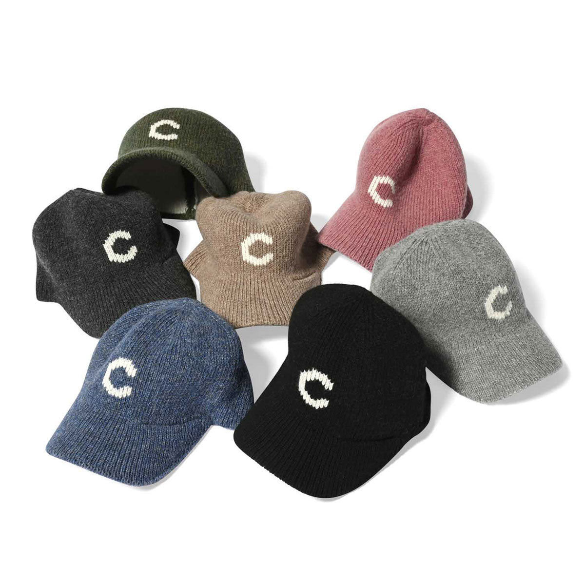 HOMEGAME - C LOGO KNIT Baseball Cap OLIVE【HG241403】