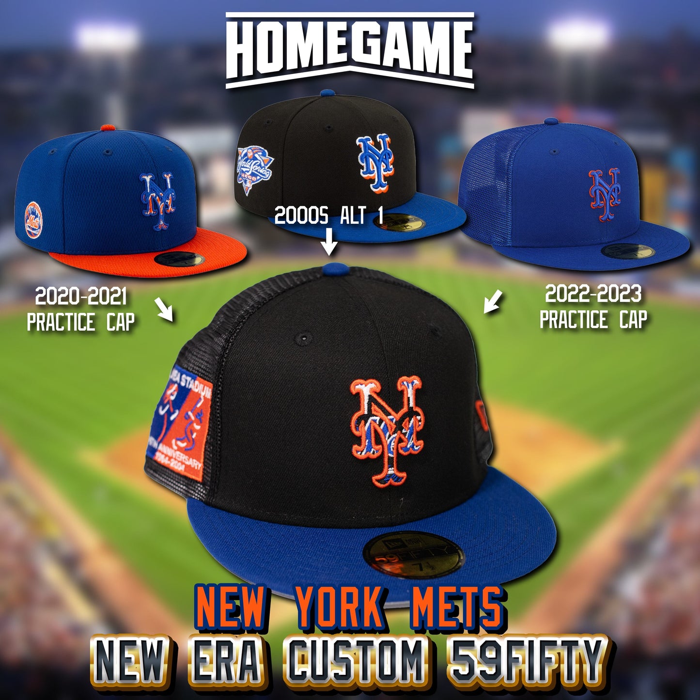 NEW ERA - NEW YORK METS CO 40TH ANV 59FIFTY TRUCKER BLACK/LRYL【70890658】
