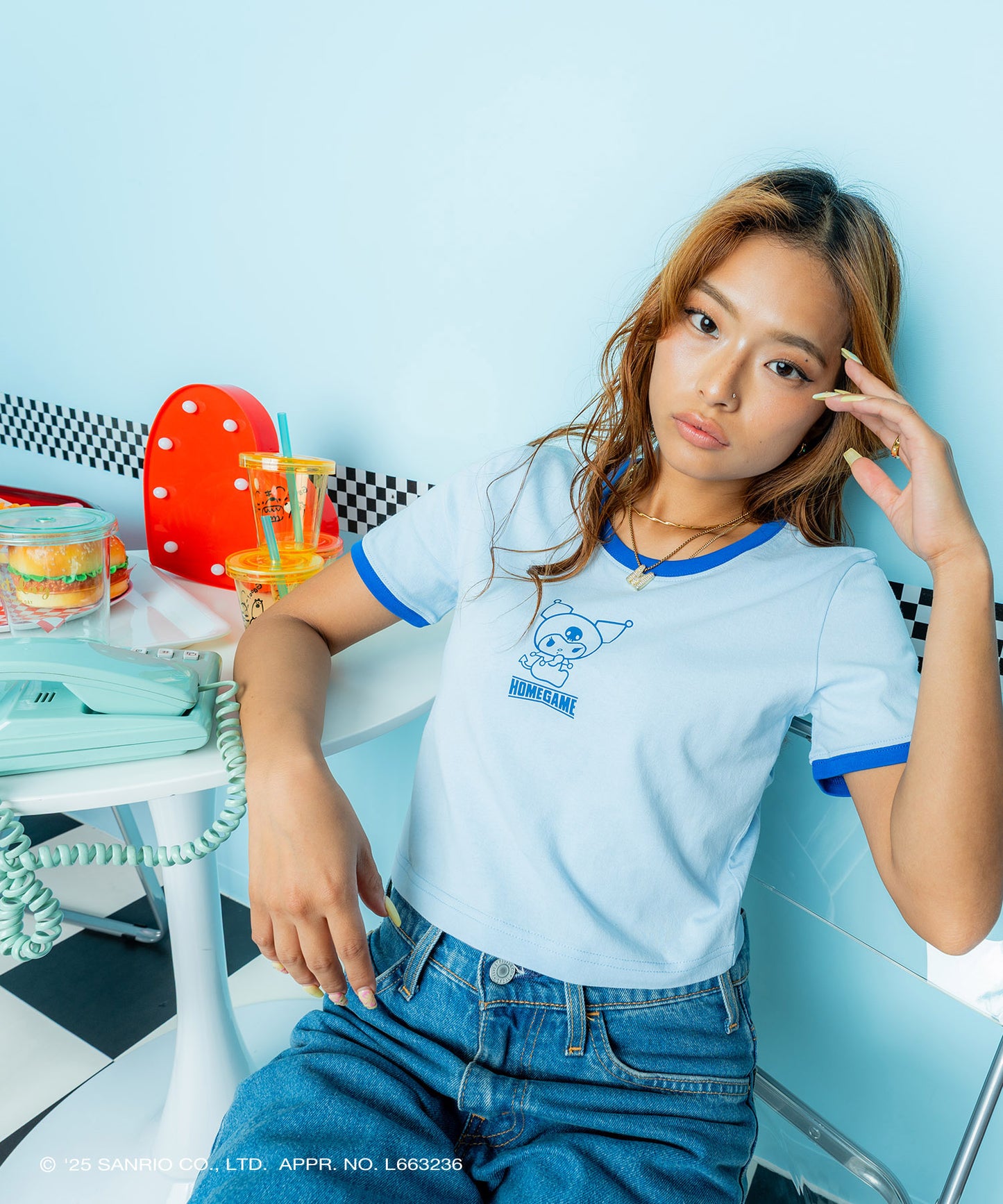 サンリオキャラクターズ×HOMEGAME - KUROMI CROPPED TEE【HG2501109】