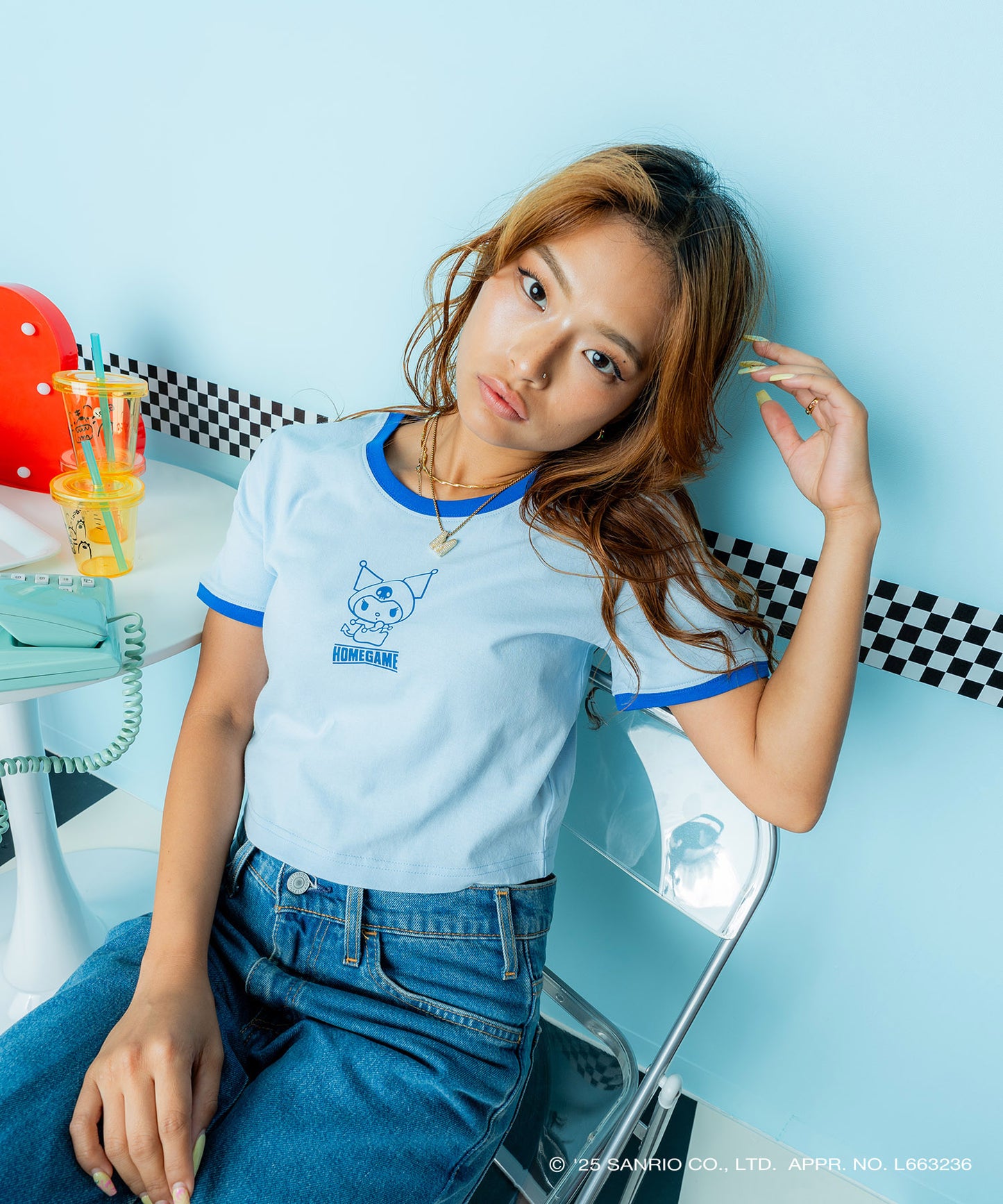 サンリオキャラクターズ×HOMEGAME - KUROMI CROPPED TEE【HG2501109】