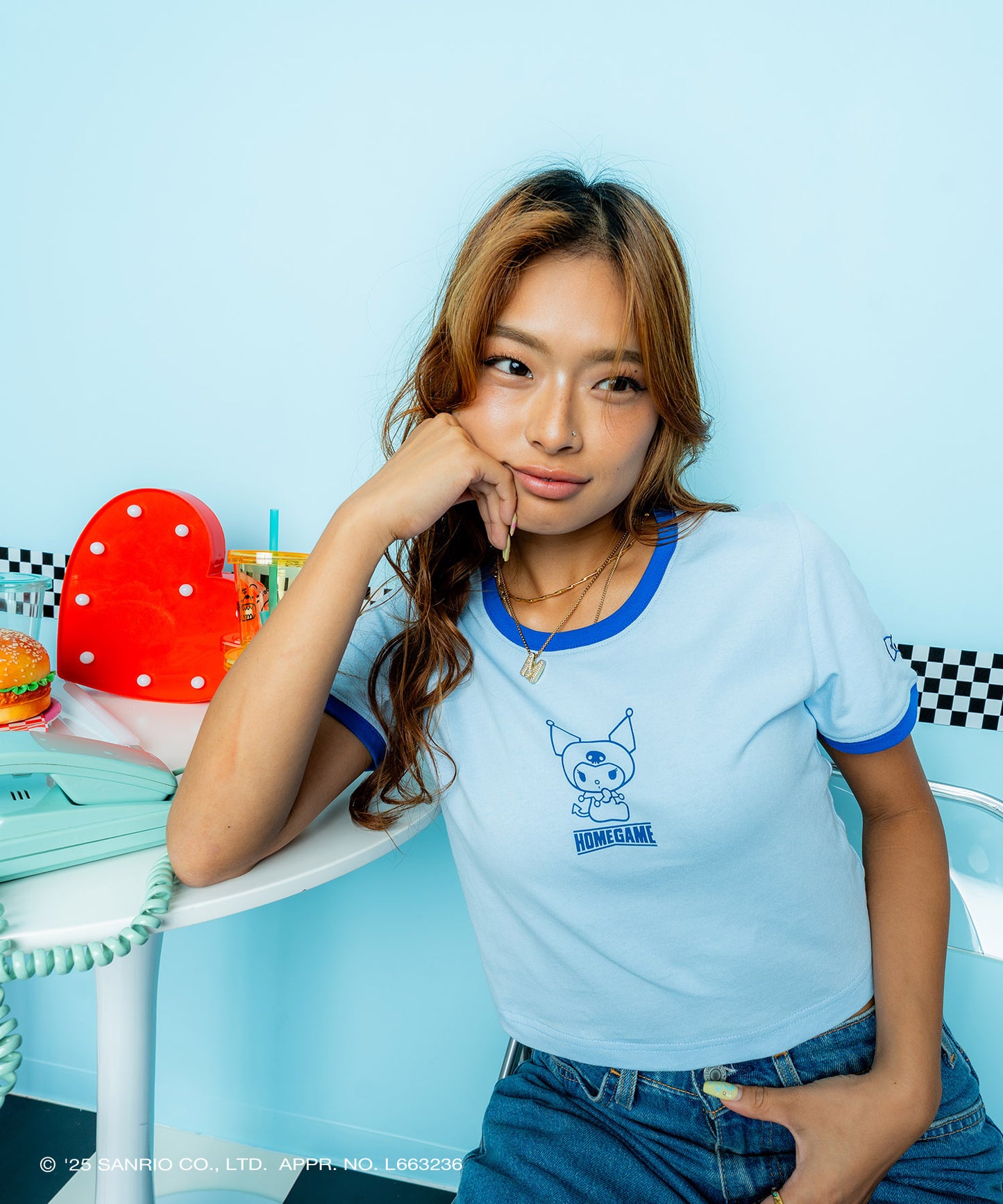 サンリオキャラクターズ×HOMEGAME - KUROMI CROPPED TEE【HG2501109】