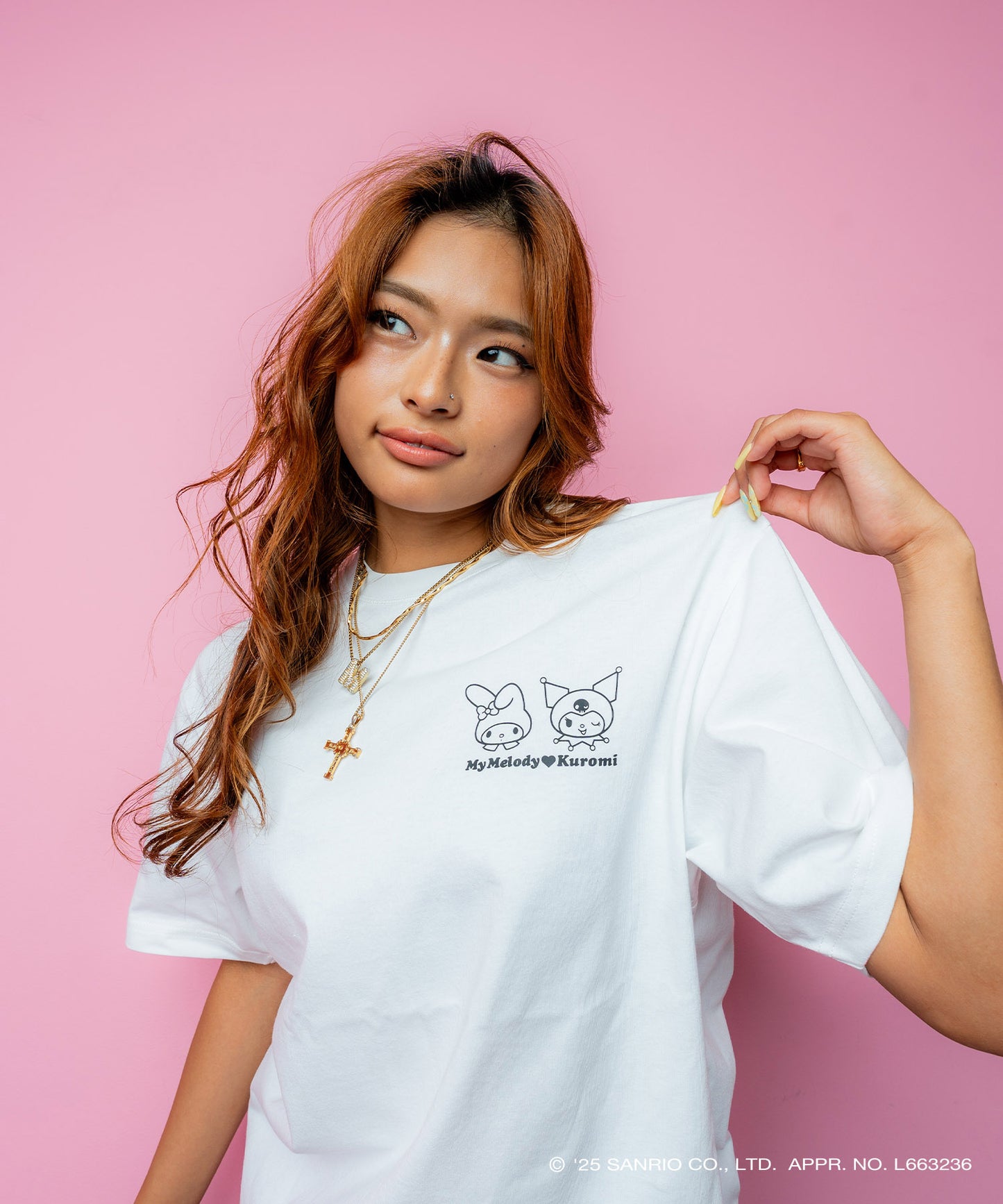 サンリオキャラクターズ×HOMEGAME - MY MELODY KUROMI TEE WHITE【HG2501106】