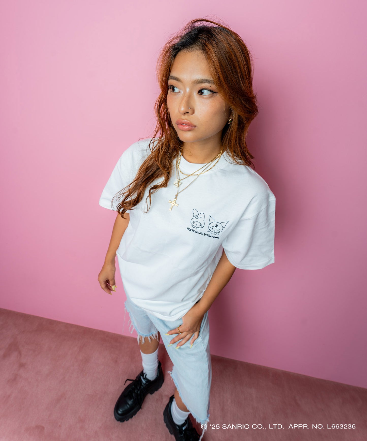 サンリオキャラクターズ×HOMEGAME - MY MELODY KUROMI TEE WHITE【HG2501106】