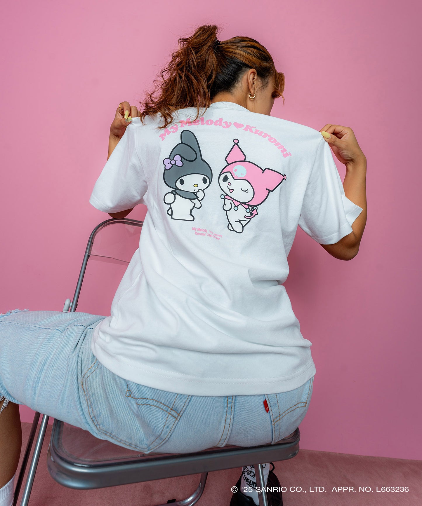 サンリオキャラクターズ×HOMEGAME - MY MELODY KUROMI TEE WHITE【HG2501106】