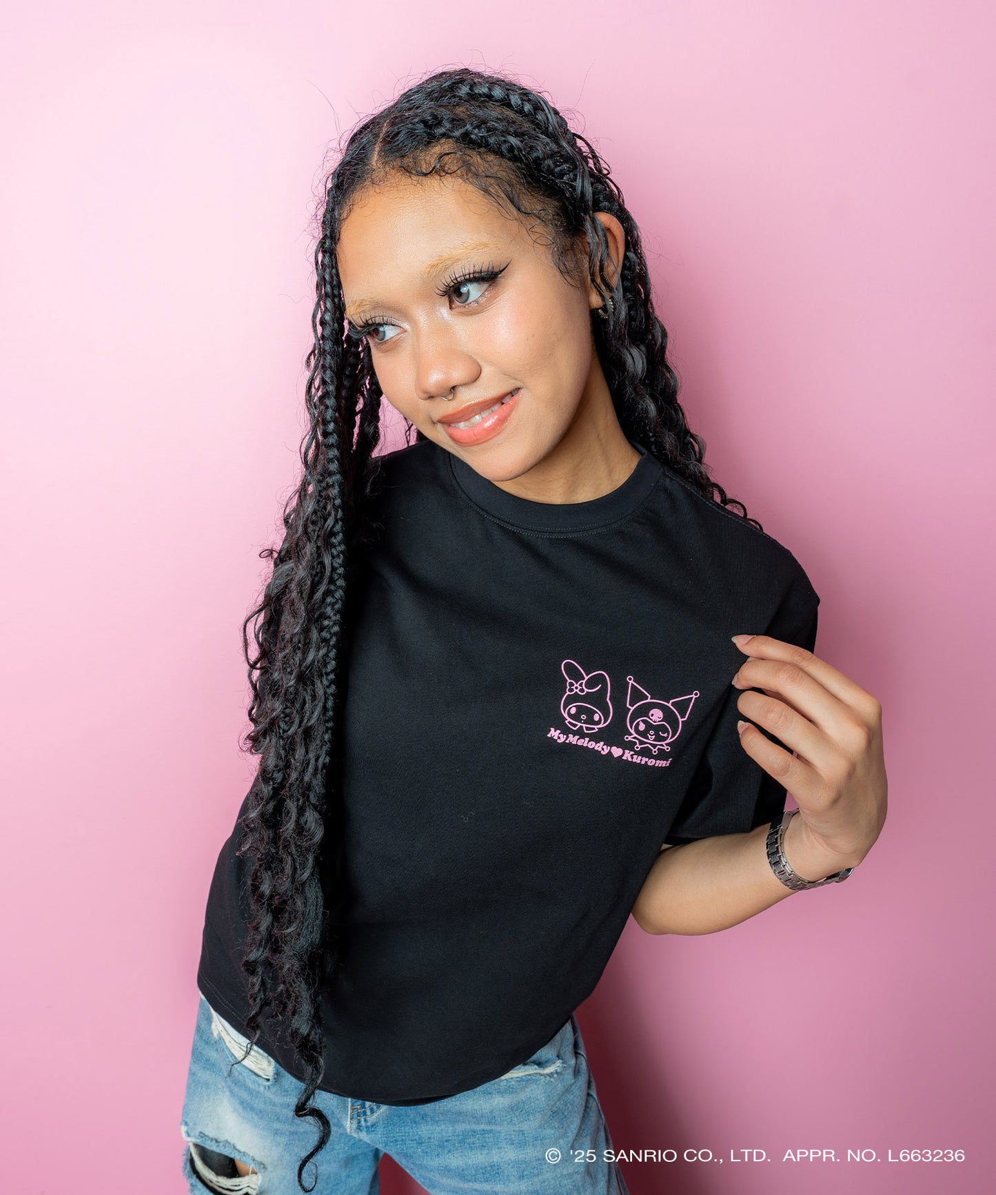 サンリオキャラクターズ×HOMEGAME - MY MELODY KUROMI TEE BLACK【HG2501106】