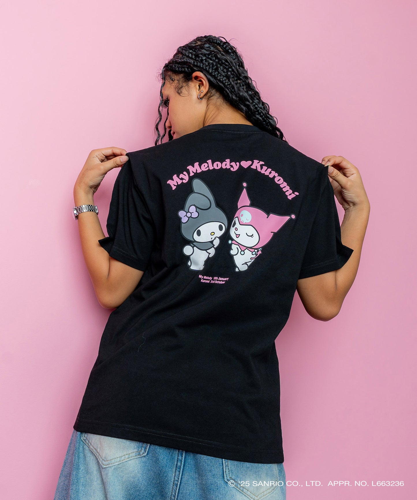 サンリオキャラクターズ×HOMEGAME - MY MELODY KUROMI TEE BLACK【HG2501106】
