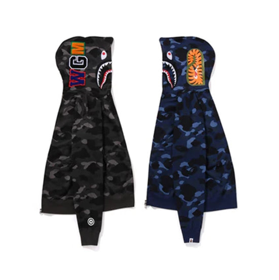 A BATHING APE BAPE アベイシングエイプ BAPE COLOR CAMO SEPARATE SHARK FZ HOODIE BLACK/NAVY ベイプカラー セパレート FZ フーディー ブラック/ネイビー【1K80-115-001】