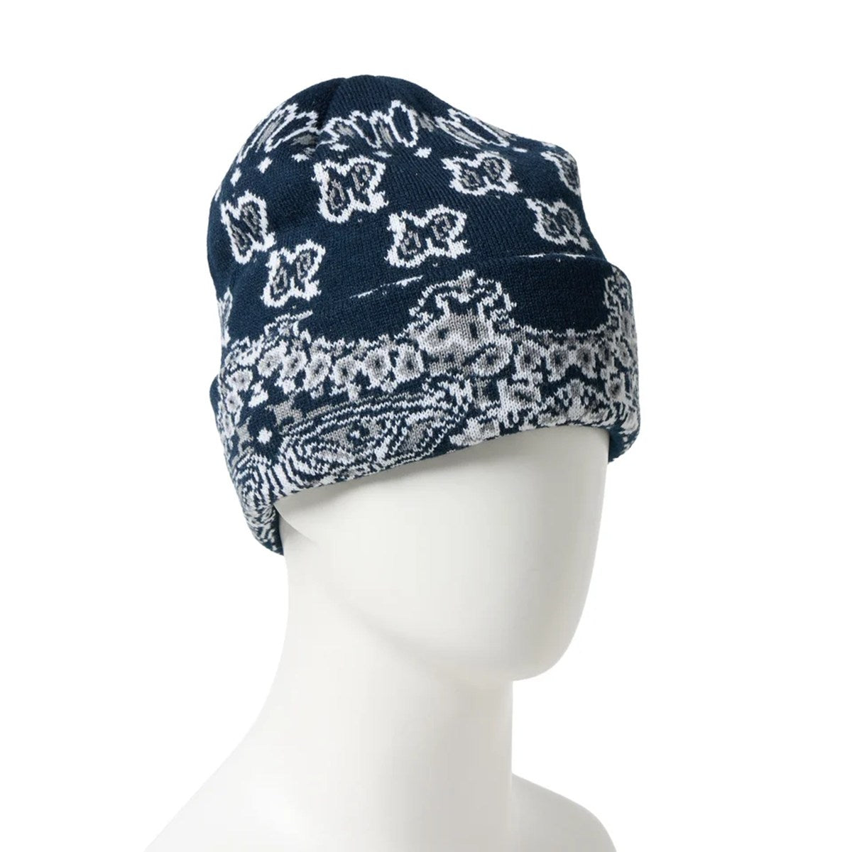 NEW ERA - BASIC CUFF KNIT PAISLEY PATTERN NAVY 【15119699】