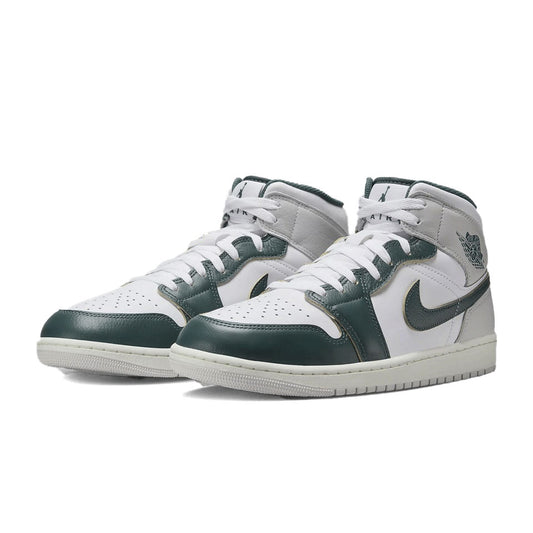 NIKE - MENS AIR JORDAN 1 MID SE エア ジョーダン 1 WHITE/GREEN-NEUTRAL GREY ホワイト/オキシダイズドグリーン × セイル-ニュートラルグレー【FQ7720-103】