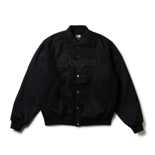 NEW ERA Los Angeles Dodgers - MELTON VARSITY JACKET BLACK 【14682678】