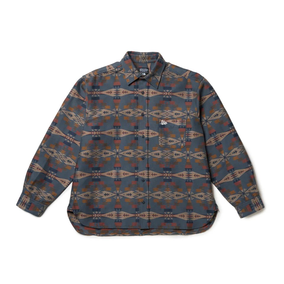 NEW ERA Pendleton - LS OVERSIZED SHIRT NAVY 【14683925】