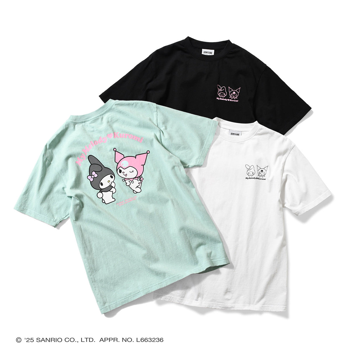 サンリオキャラクターズ×HOMEGAME - MY MELODY KUROMI TEE BLACK【HG2501106】