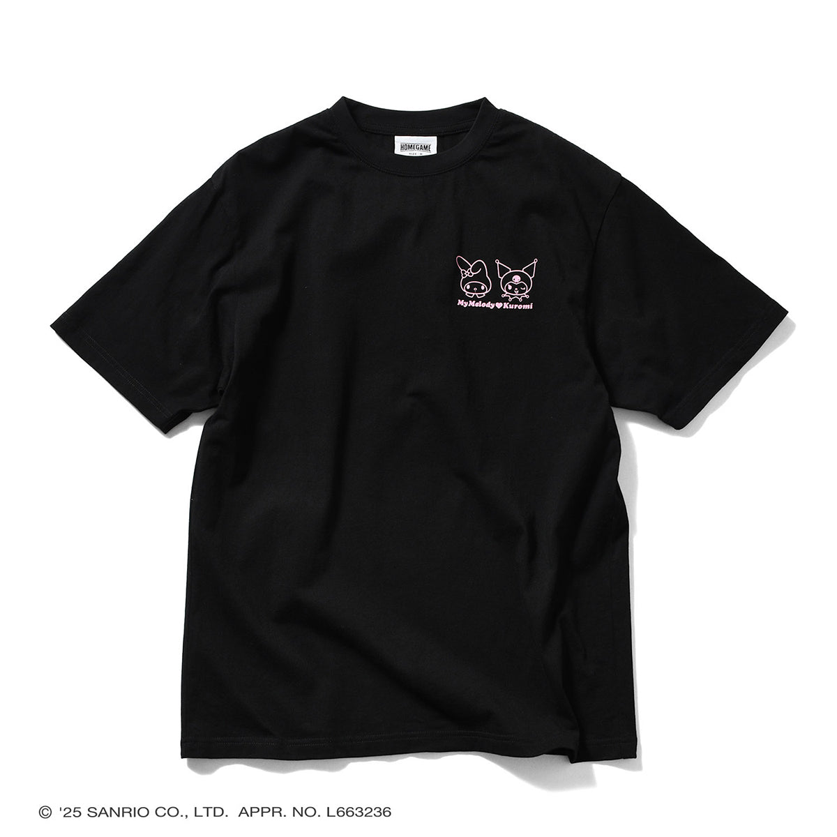 サンリオキャラクターズ×HOMEGAME - MY MELODY KUROMI TEE BLACK【HG2501106】