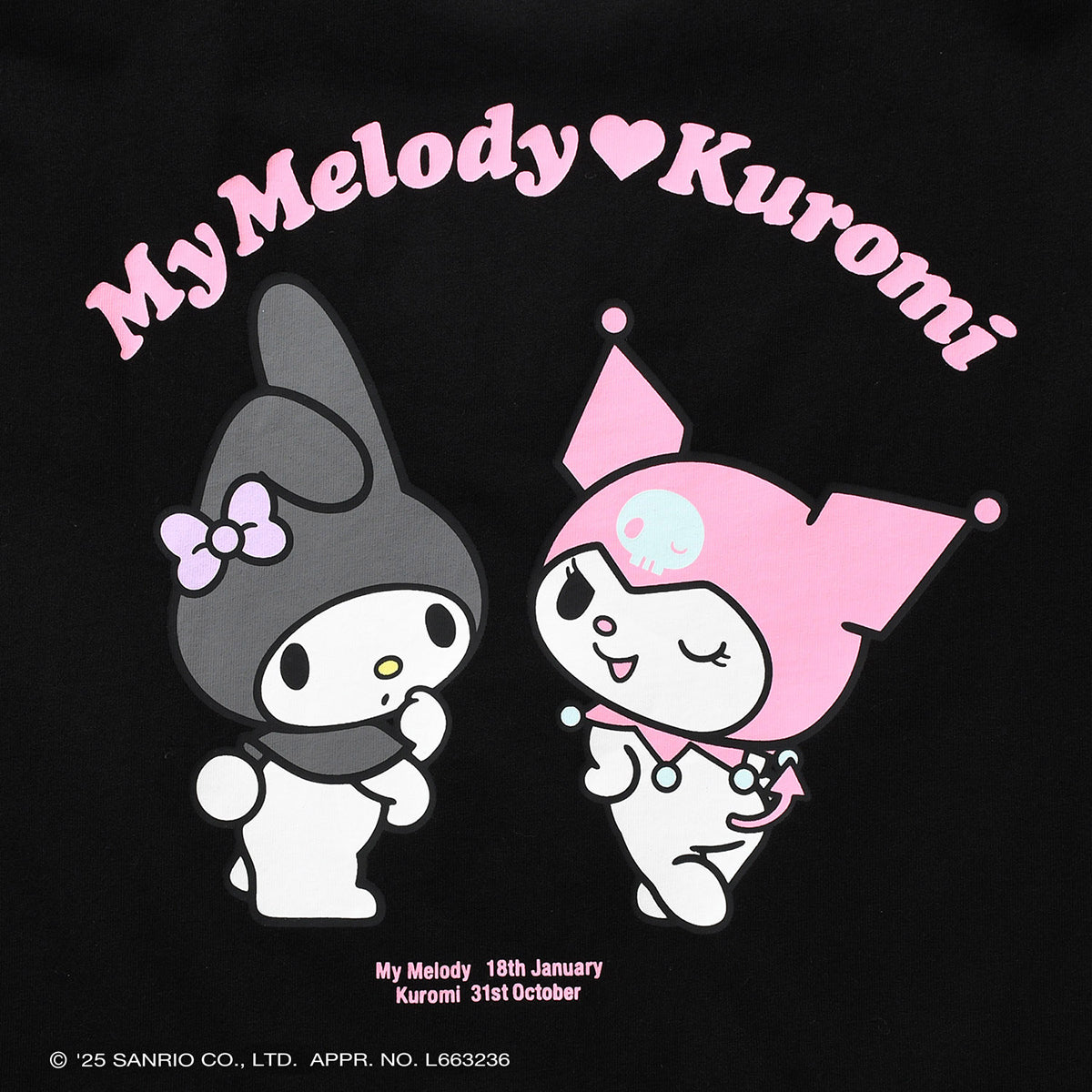 サンリオキャラクターズ×HOMEGAME - MY MELODY KUROMI TEE BLACK【HG2501106】
