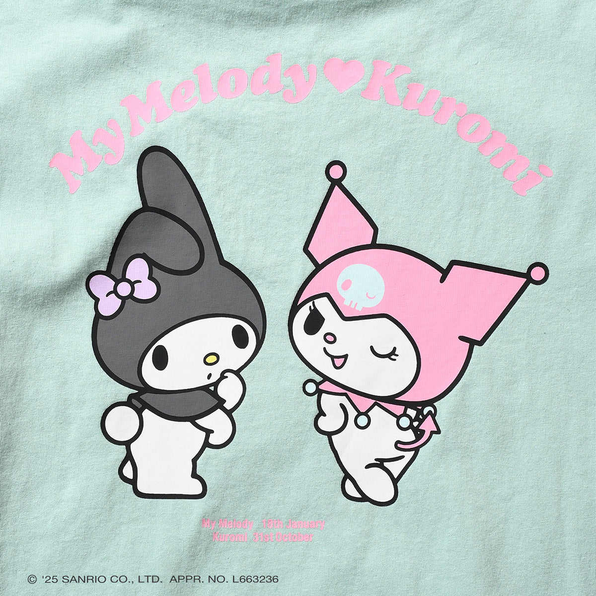 サンリオキャラクターズ×HOMEGAME - MY MELODY KUROMI TEE MINT【HG2501106】