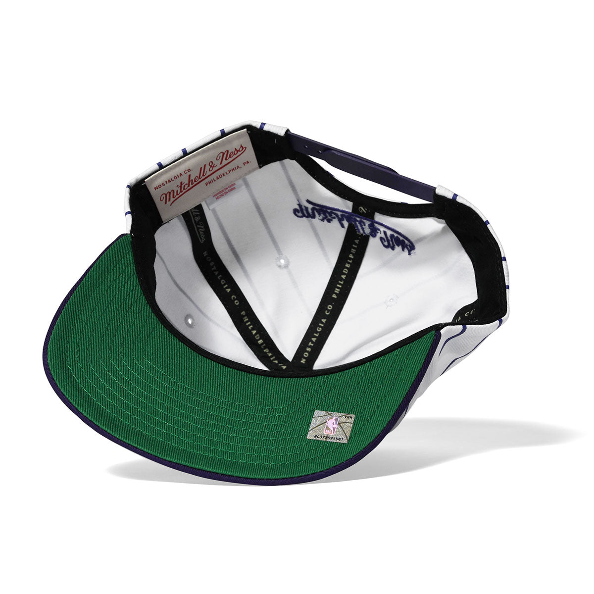 Mitchell & Ness 洛杉磯湖人隊 HHSS3471-LAL 復古細條紋平扣帶原色