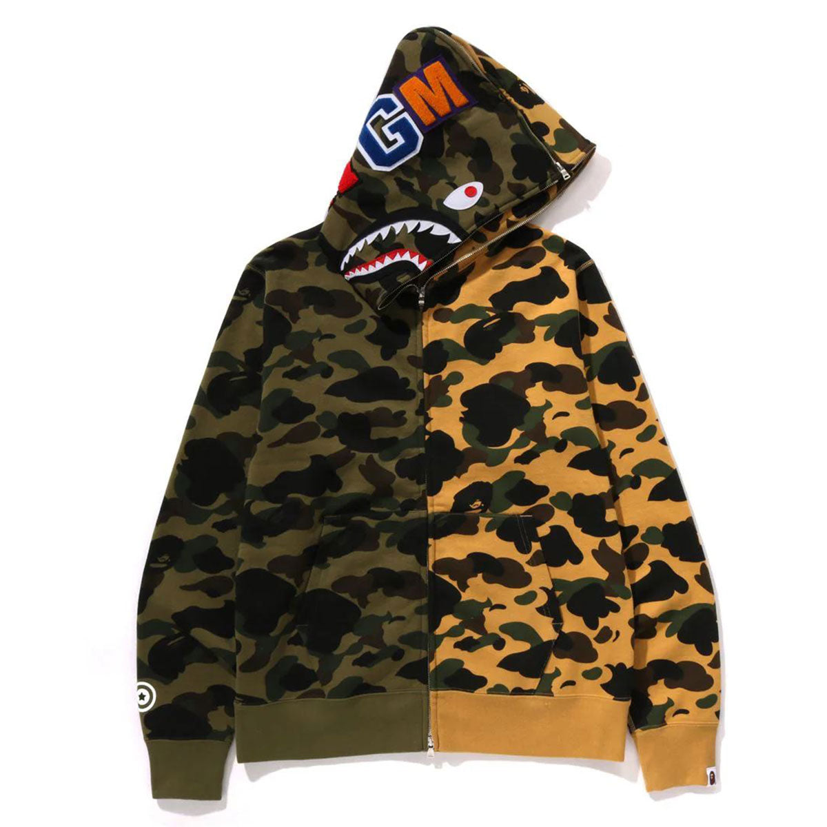 A BATHING APE アベイシングエイプ - 1ST CAMO SEPARATE SHARK FULL ZIP HOODIE GREE –  HOMEGAME TOKYO