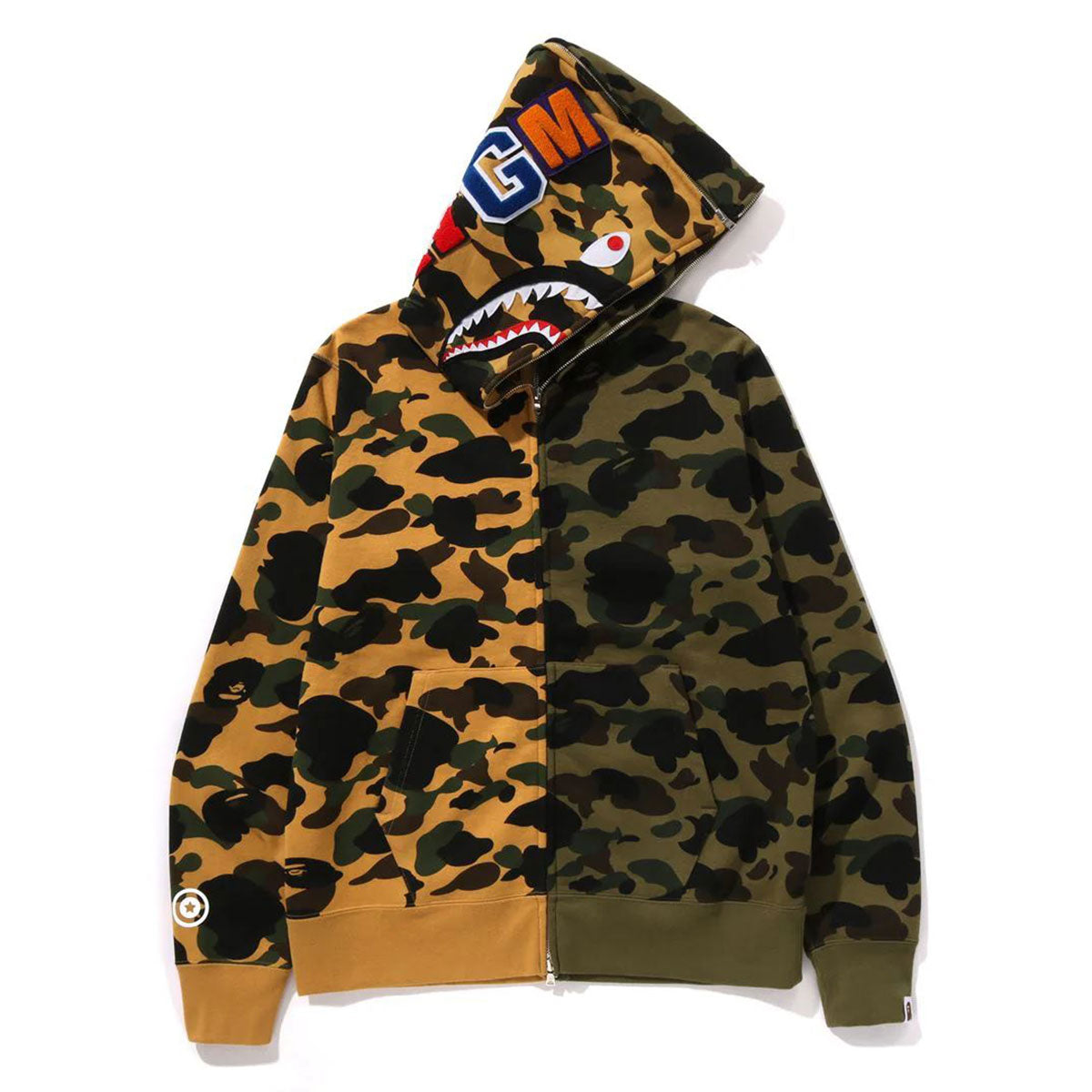 A BATHING APE アベイシングエイプ - 1ST CAMO SEPARATE SHARK FULL ZIP HOODIE YELLOW【1K70-115-010】