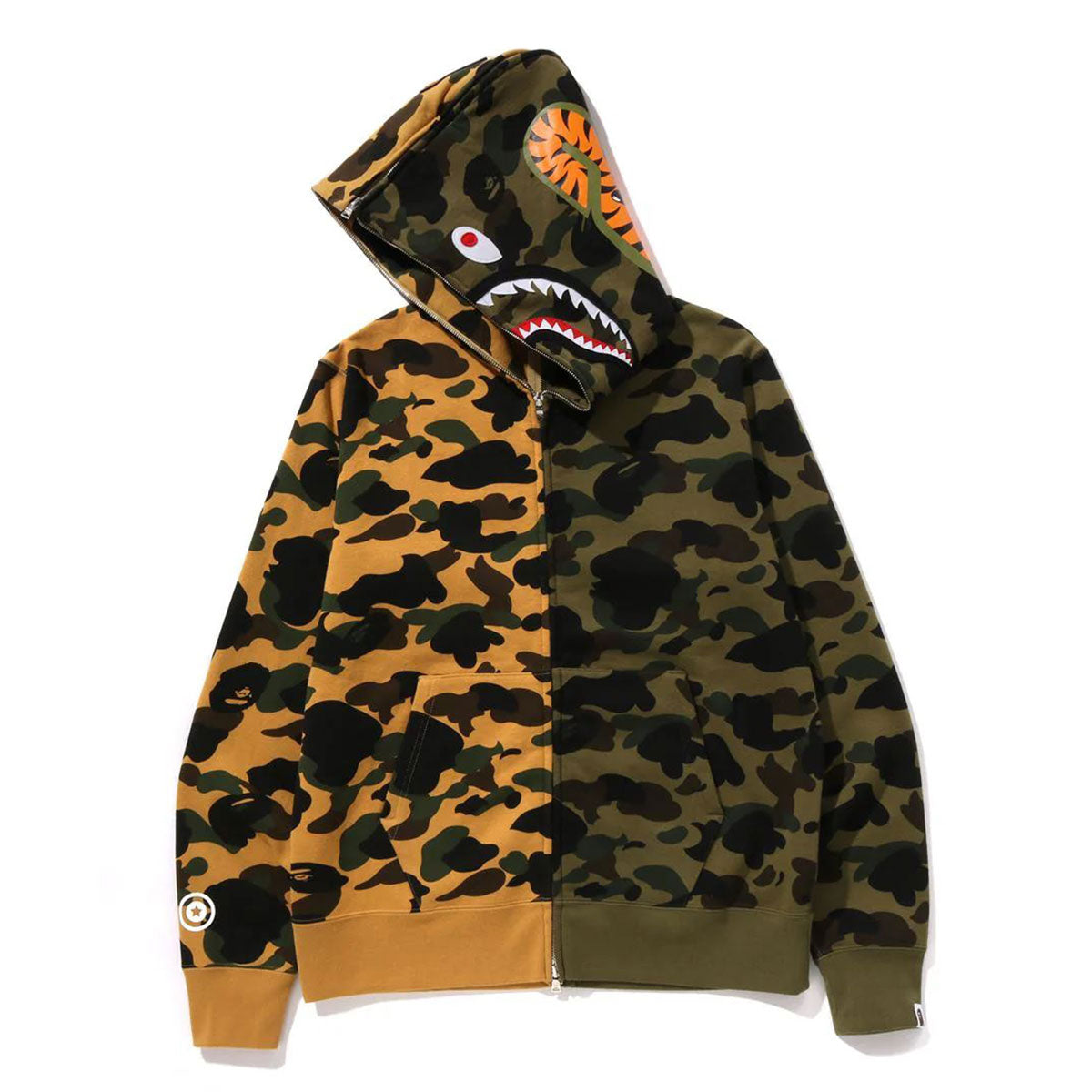 A BATHING APE アベイシングエイプ - 1ST CAMO SEPARATE SHARK FULL ZIP HOODIE YELLOW【1K70-115-010】