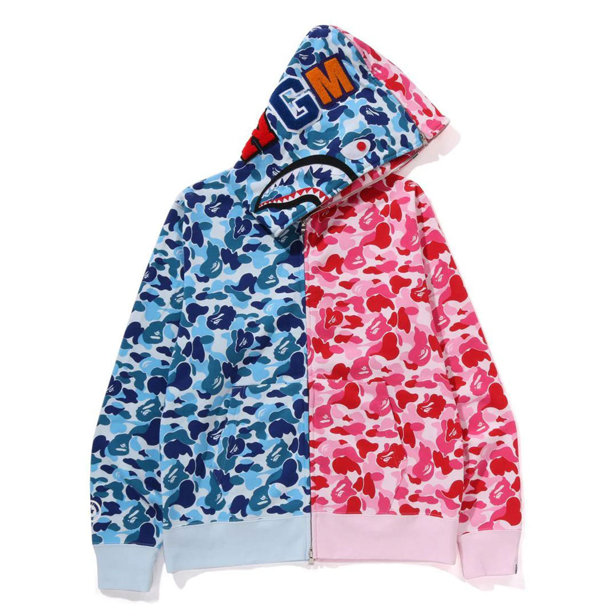 A BATHING APE アベイシングエイプ - ABC CAMO SEPARATE SHARK FULL ZIP HOODIE BLUE【1K70-115-011】