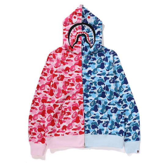 A BATHING APE アベイシングエイプ - ABC CAMO SEPARATE SHARK FULL ZIP HOODIE PINK【1K70-115-011】