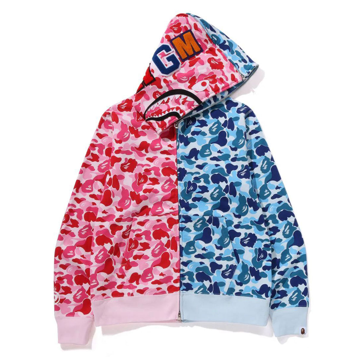 A BATHING APE アベイシングエイプ - ABC CAMO SEPARATE SHARK FULL ZIP HOODIE PINK【1K70-115-011】