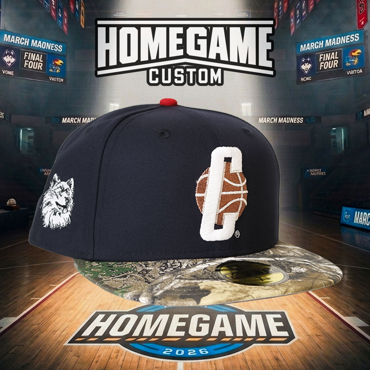 NEW ERA - UConn Huskies Jonathan the Husky 59FIFTY Navy/Real Tree Camo