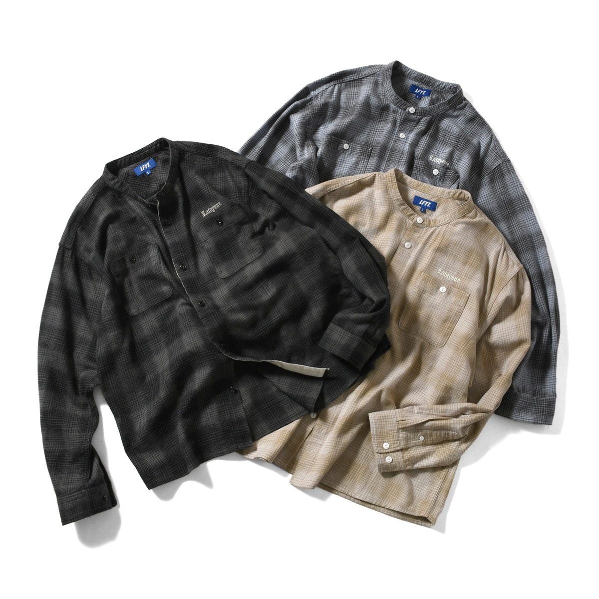 LFYT - NEP TWILL CHECK BAND COLLAR SHIRT LA250202