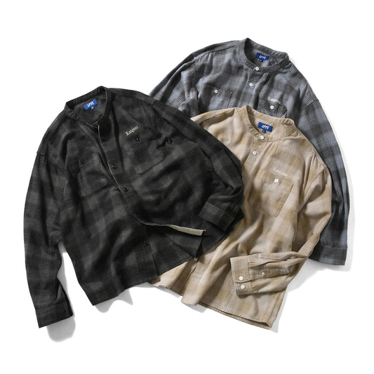 LFYT - NEP TWILL CHECK BAND COLLAR SHIRT LA250202