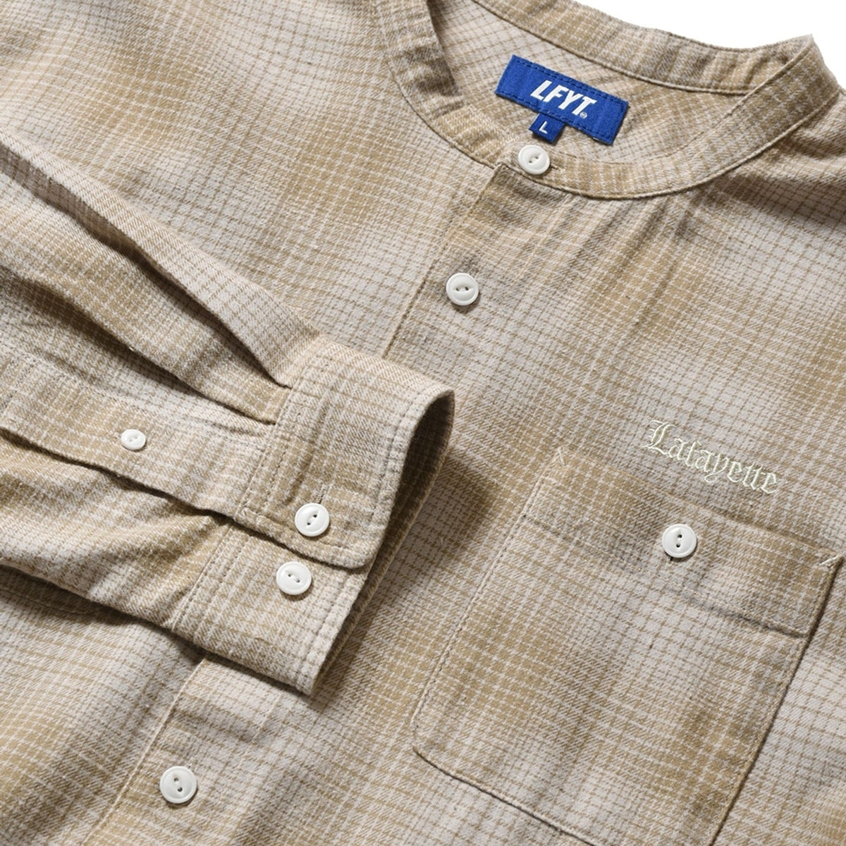 LFYT - NEP TWILL CHECK BAND COLLAR SHIRT LA250202