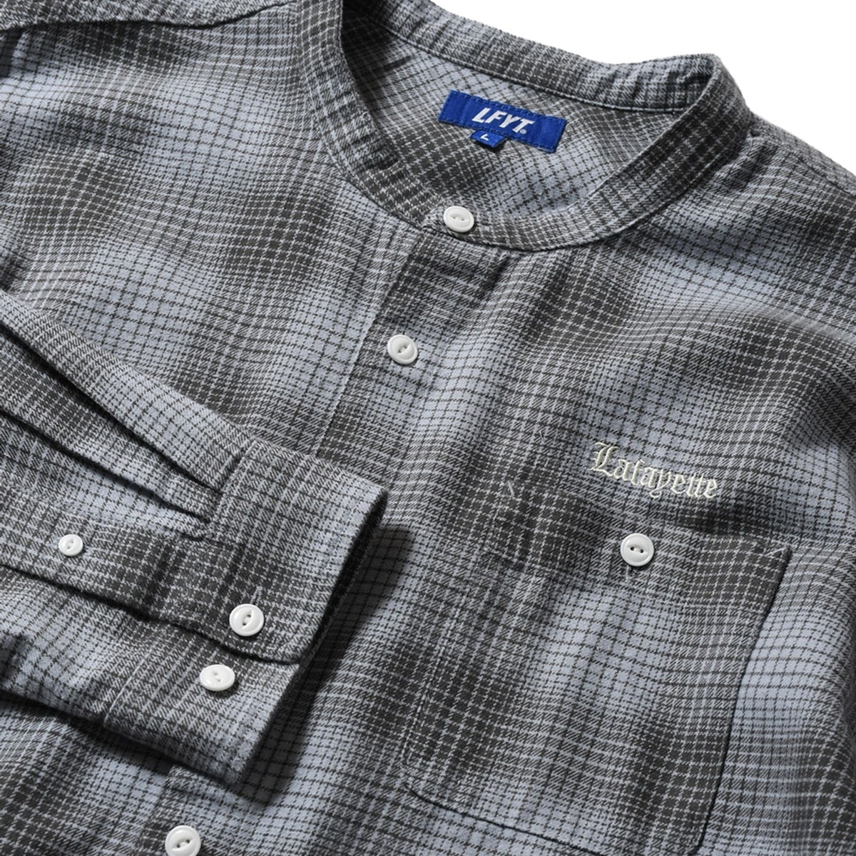 LFYT - NEP TWILL CHECK BAND COLLAR SHIRT LA250202