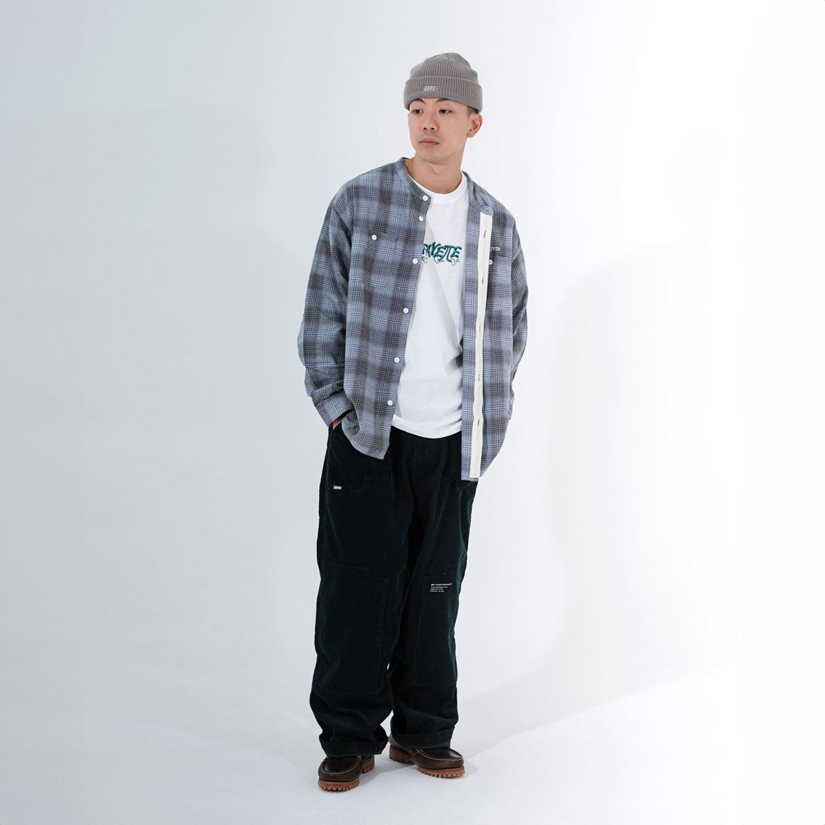LFYT - NEP TWILL CHECK BAND COLLAR SHIRT LA250202