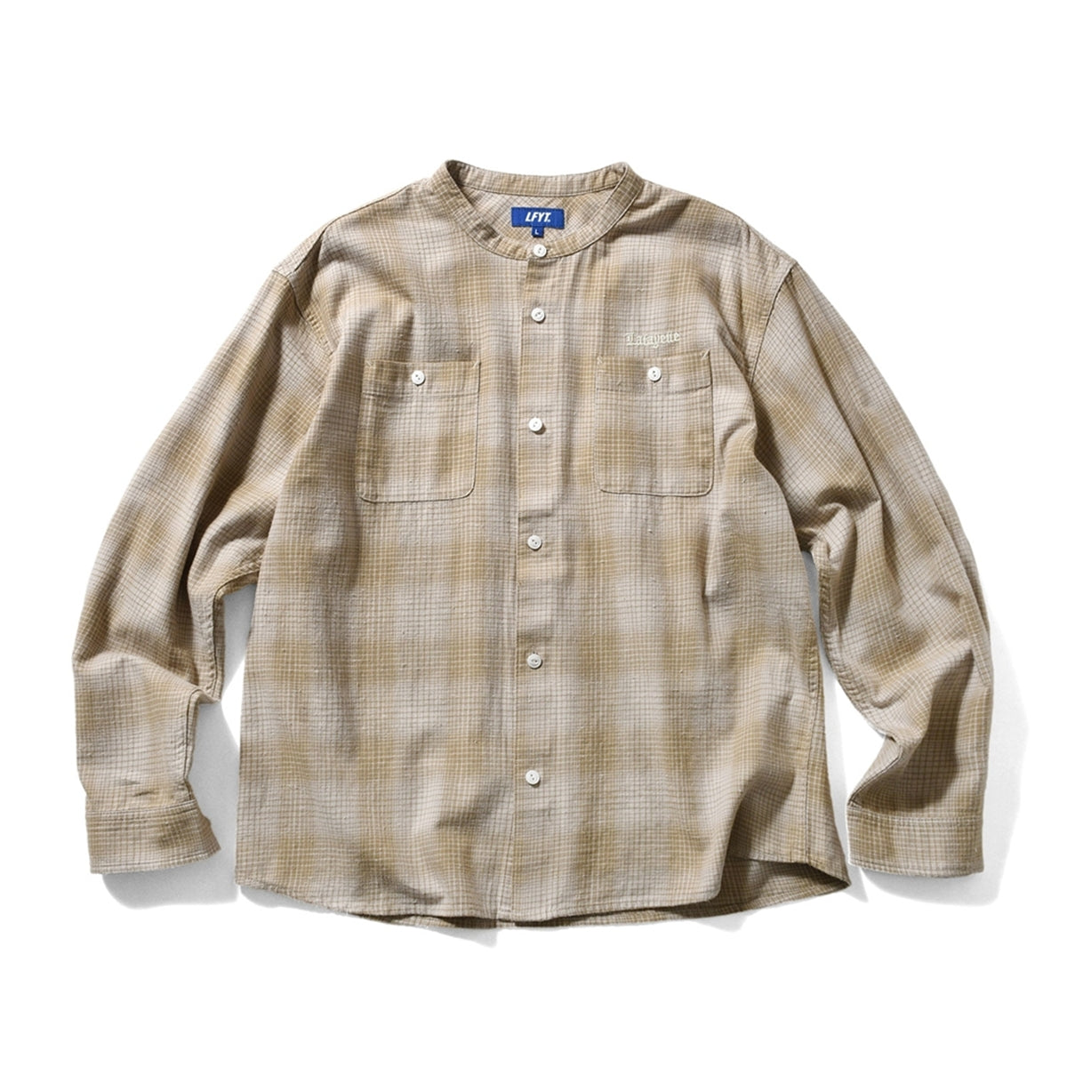 LFYT - NEP TWILL CHECK BAND COLLAR SHIRT LA250202