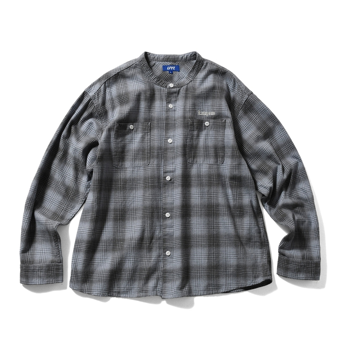 LFYT - NEP TWILL CHECK BAND COLLAR SHIRT LA250202
