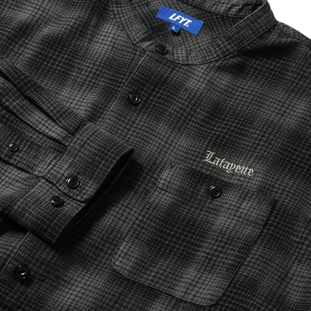 LFYT - NEP TWILL CHECK BAND COLLAR SHIRT LA250202