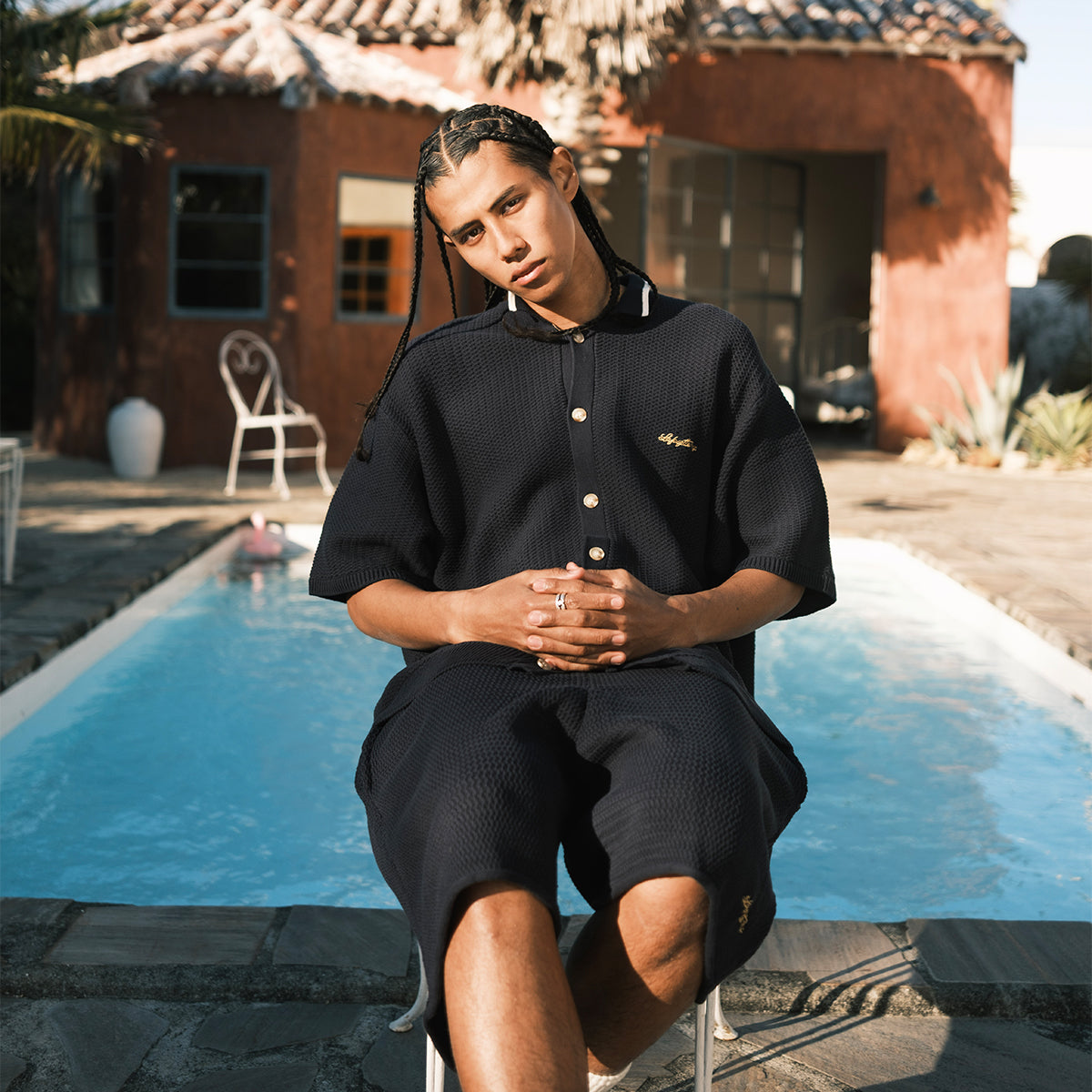 LFYT - RAVEN PATTERN SUMMER KNIT SHIRT 【LS260203】