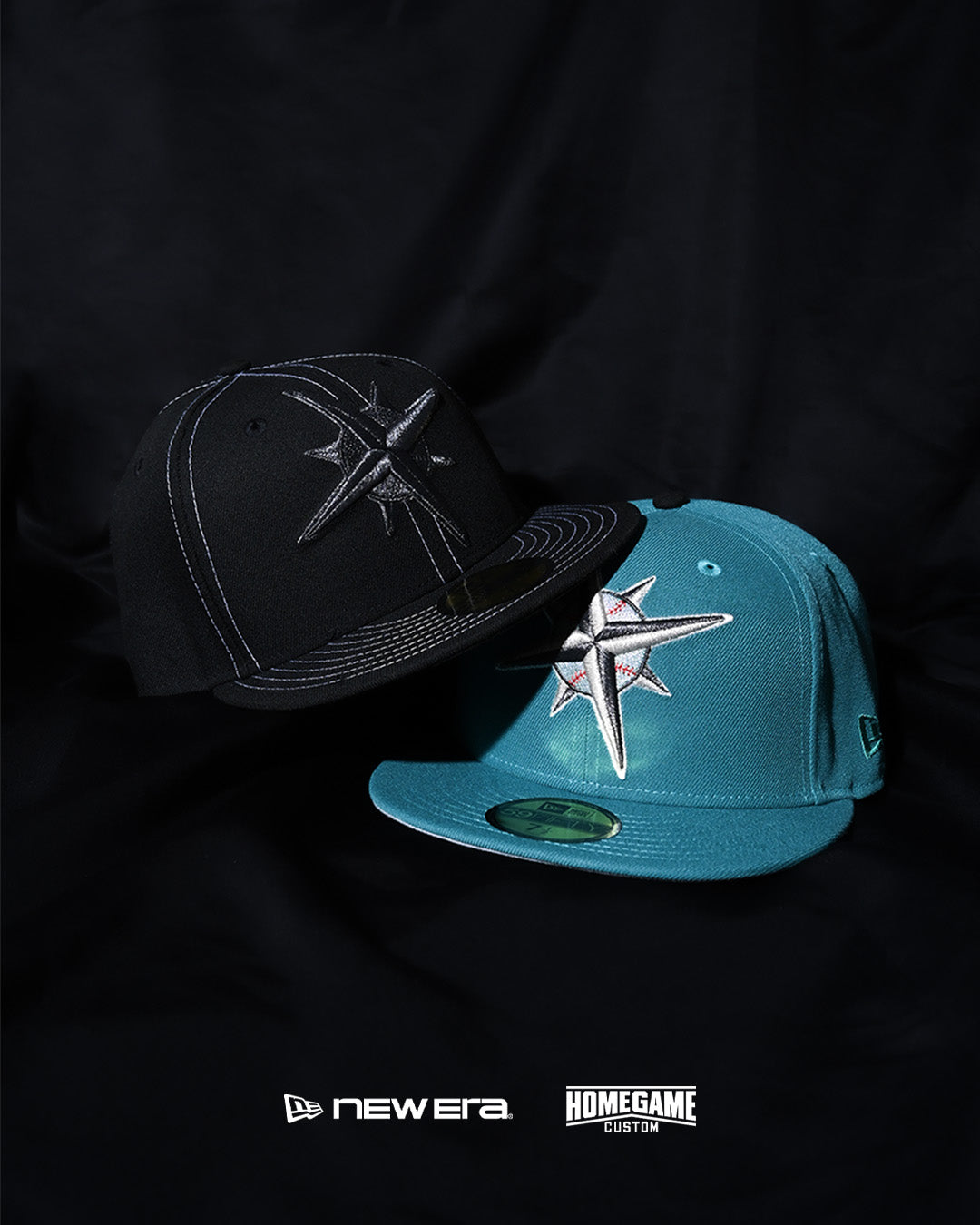 NEW ERA - SEATTLE MARINERS CO COMPASS 59FIFTY BLACK/BLACK【71083728】