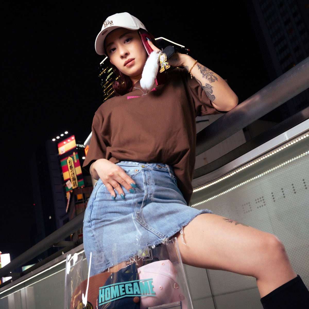 HOMEGAME - HOMEGAME LOGO TEE BROWN/PINK【HG260156】