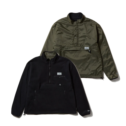 NEW ERA ニューエラ Field Reversible Fleece Pullover Jacket Angler Collection POLARTEC 200 フリースプルオーバージャケット リバーシブル 吉田兄弟 OLIVE/BLACK オリーブ/ブラック【14344447】